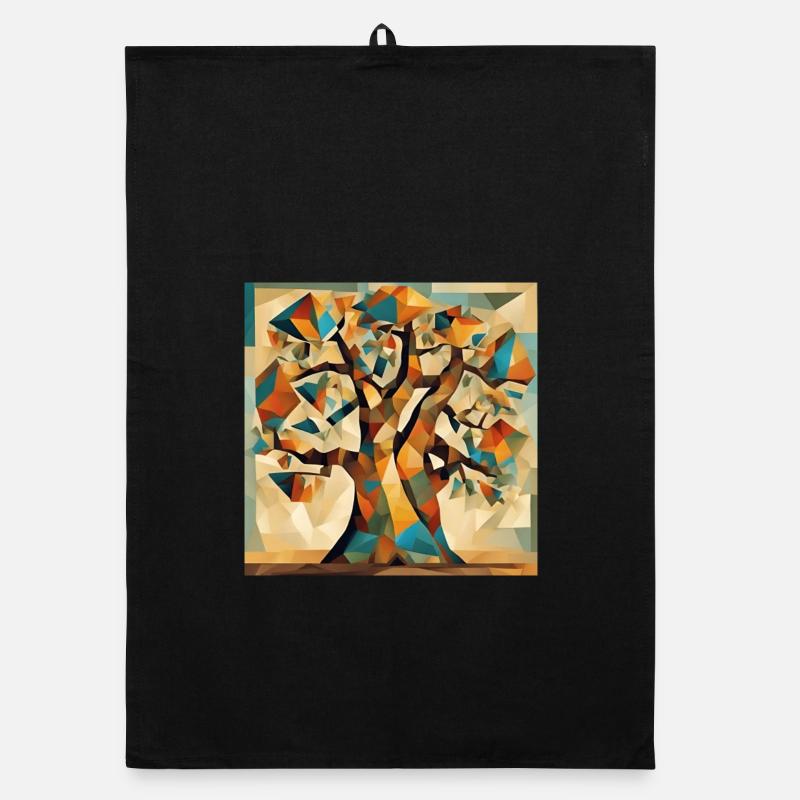 Herbstbaum in Geometrie Organic Geschirrtuch