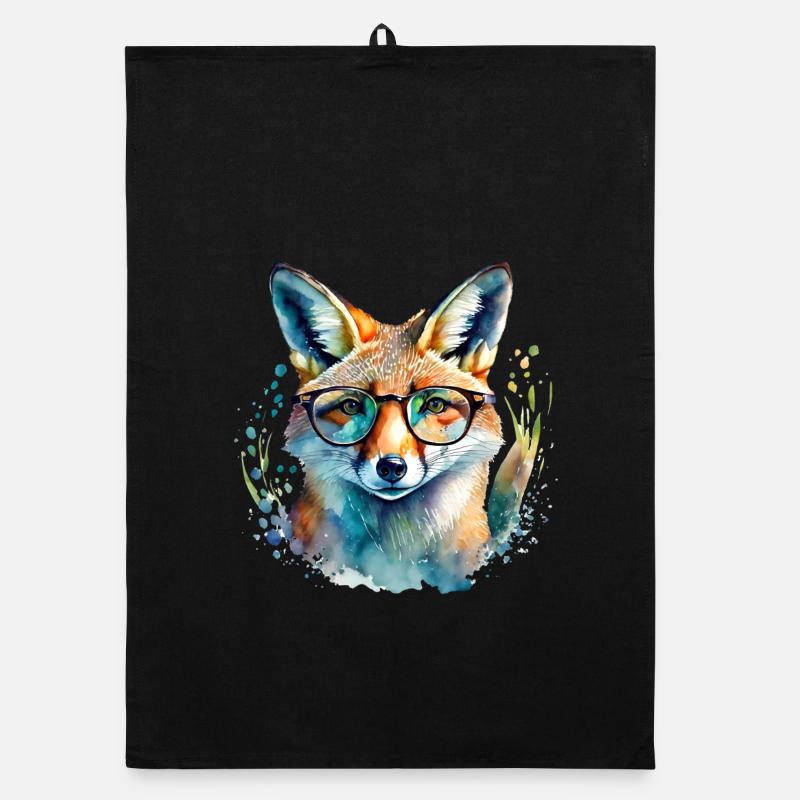 Fox with glasses Organic dish towel