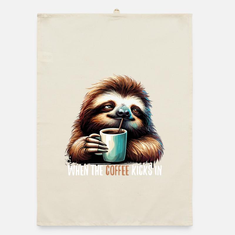 Sloth Coffee Kicks Gift Organic dish towel