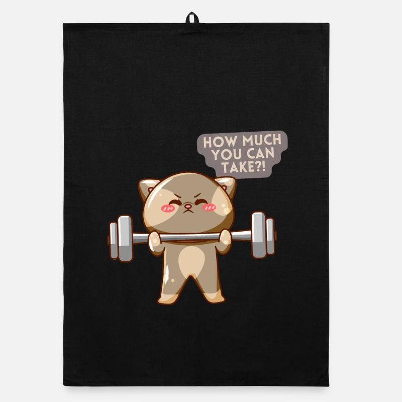 Cat Brave Training Motivation - Organic dish towel - black