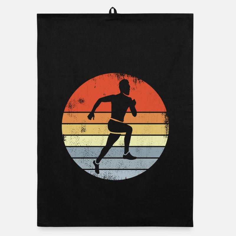 Vintage Runner Drawing Organic dish towel