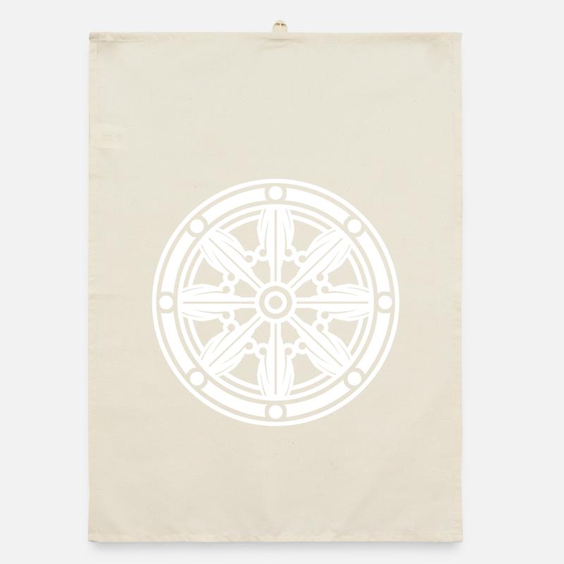 Roue du dharma blanc Torchon bio