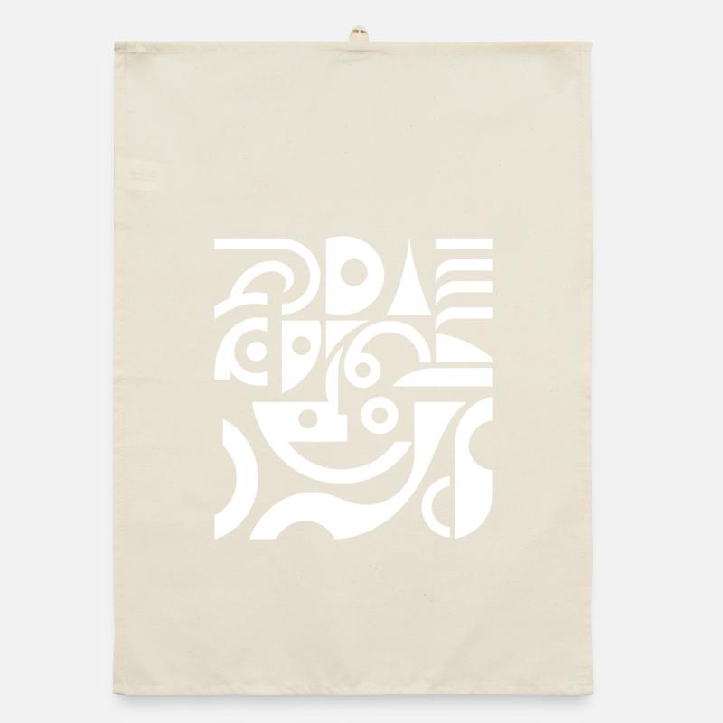 Geometric wave patterns in black and white Organic dish towel