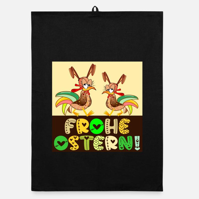 Lustige Ostergrüße | Hühner Comic OSTERN Organic Geschirrtuch