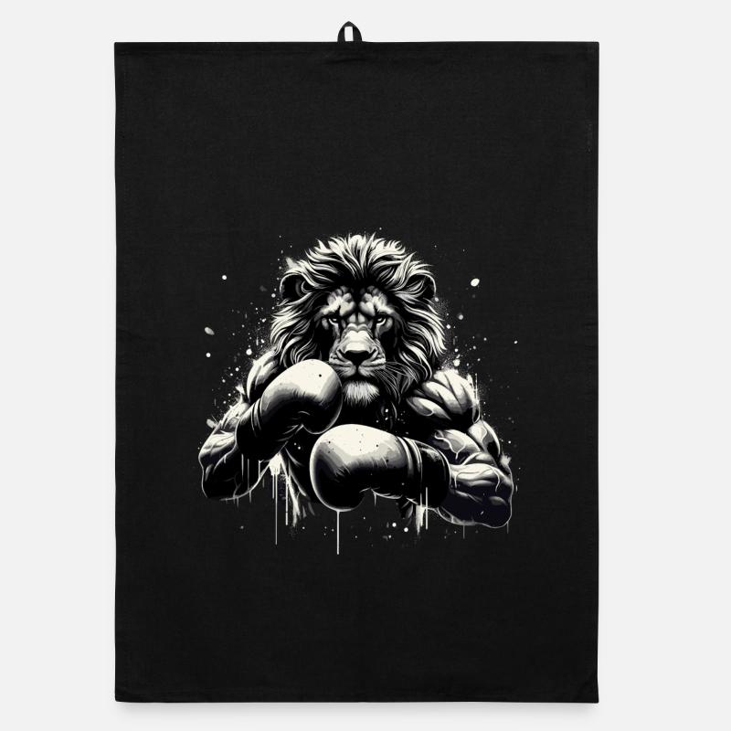 Lion Boxer combattant boxe cadeau Torchon bio
