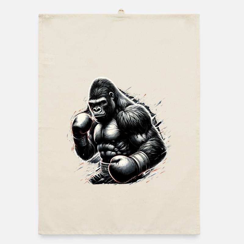 Gorille Boxer combattant boxe cadeau Torchon bio