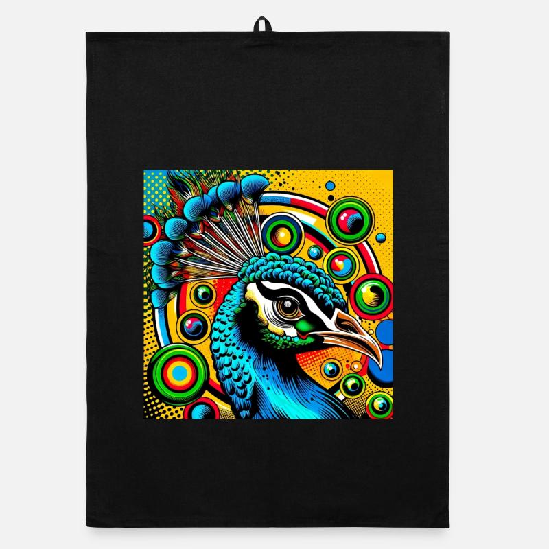 Peacock Pop Art Organic dish towel