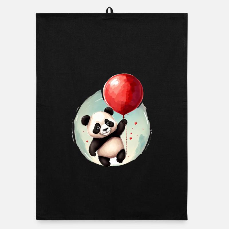 Panda Bear with Balloon Organic dish towel
