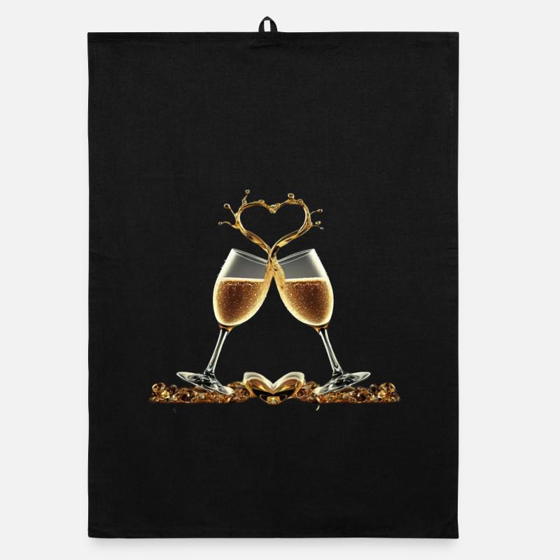 Two Glasses Forming a Heart / Gift Idea Organic dish towel
