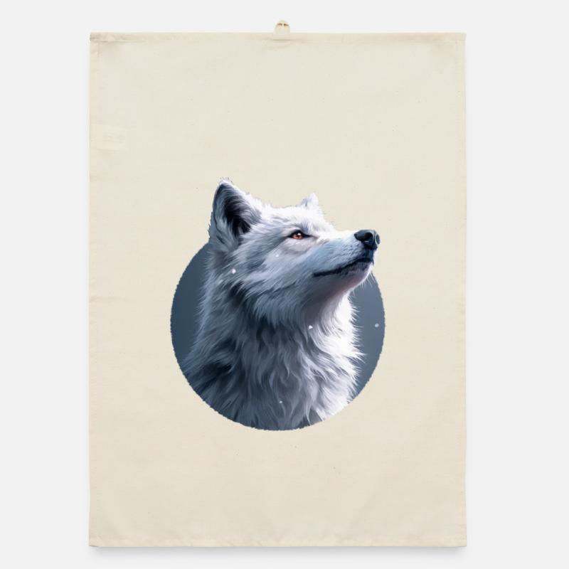 White Wolf Illustration Organic dish towel
