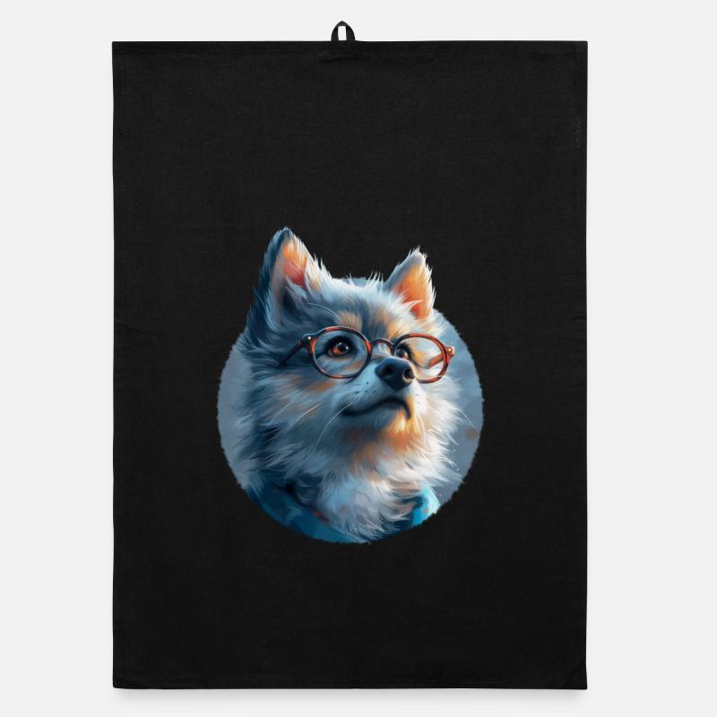 Illustration des Wolfes mit Brille Organic Geschirrtuch