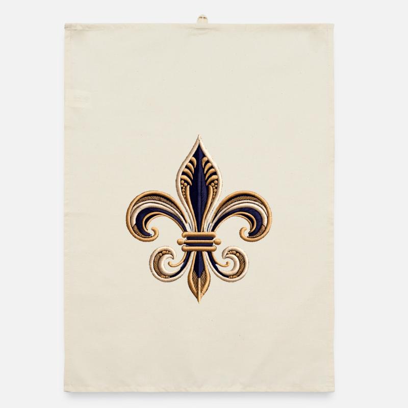 Elegant Fleur-de-Lis Embroidery Tee Organic dish towel
