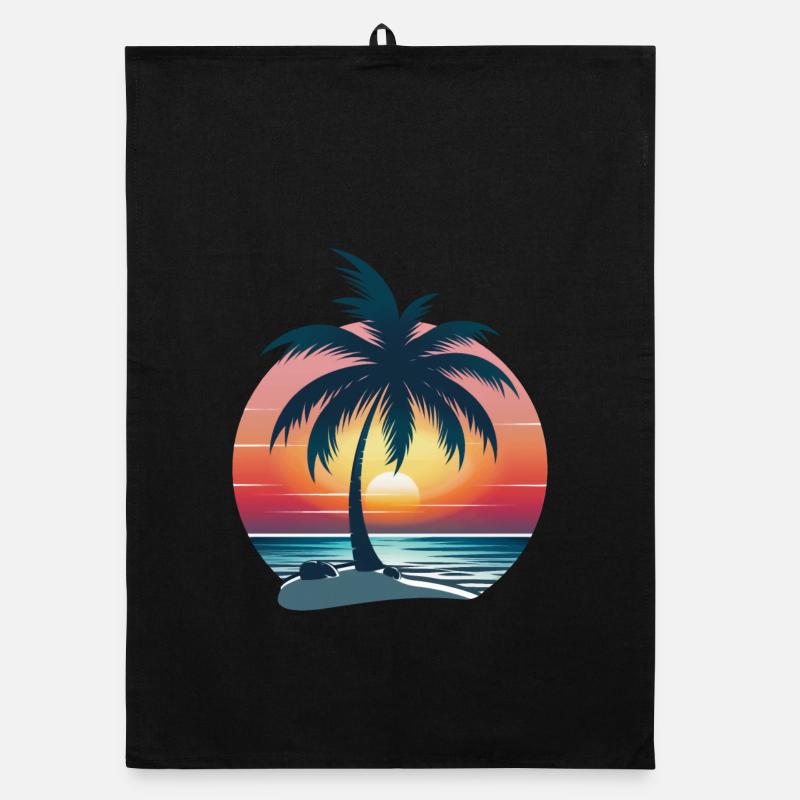 Palmier coucher de soleil Torchon bio