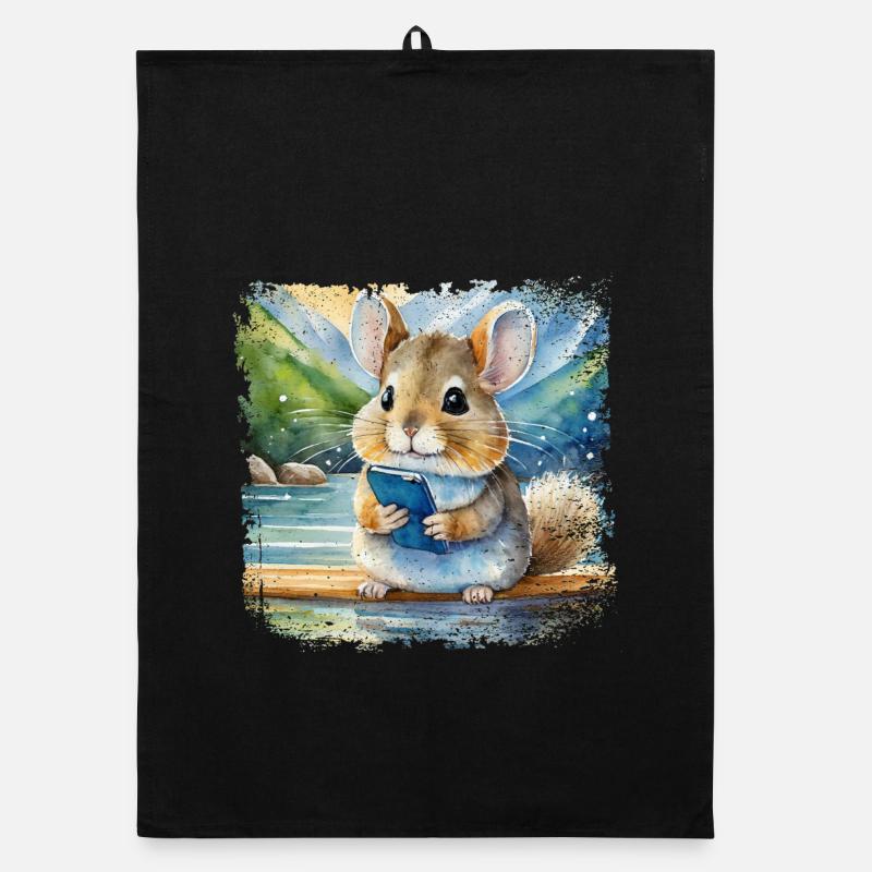 Niedlicher junger Chinchilla mit Handy Organic Geschirrtuch