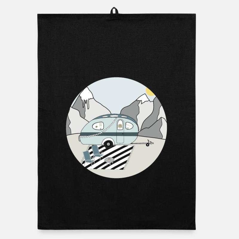 Camping in the mountains with caravan Organic dish towel