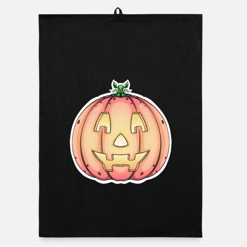 Halloween Pumpkin Jack-o'-Lantern Design Organic dish towel