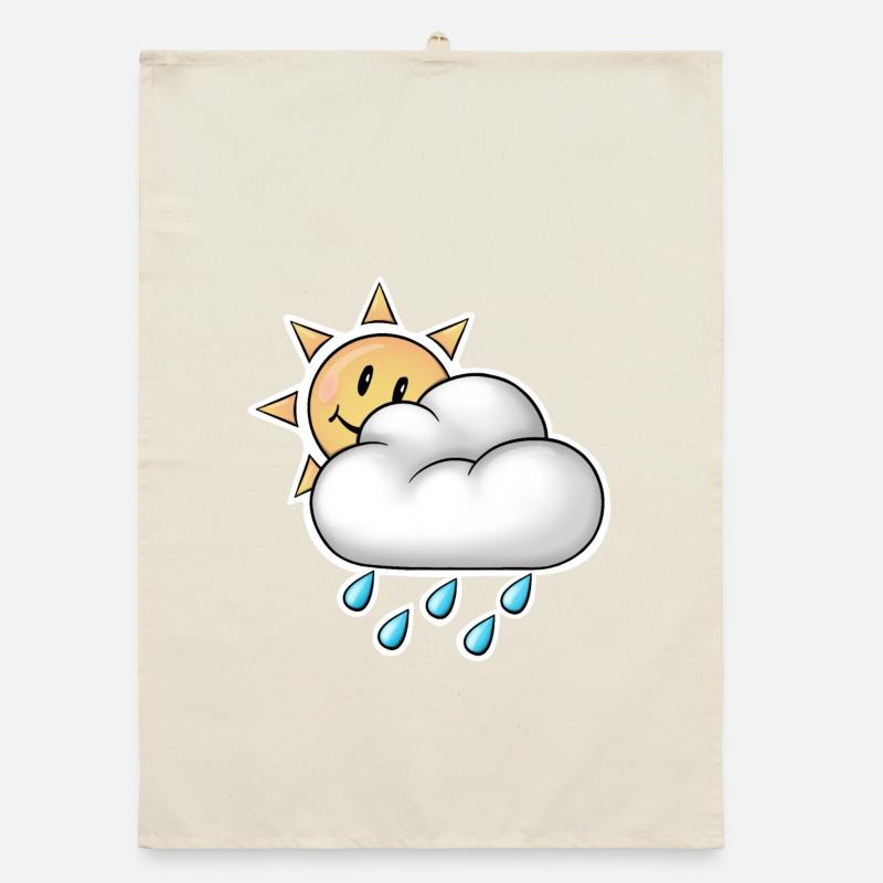 Cheerful Sun with Cloud Rain Organic dish towel