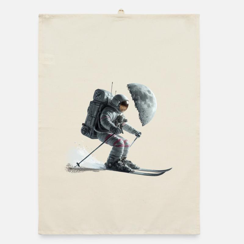Astronaut Skier Organic dish towel