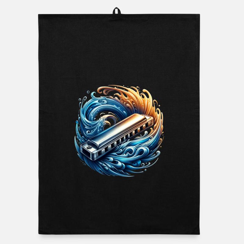 Harmonica abstract design Organic dish towel
