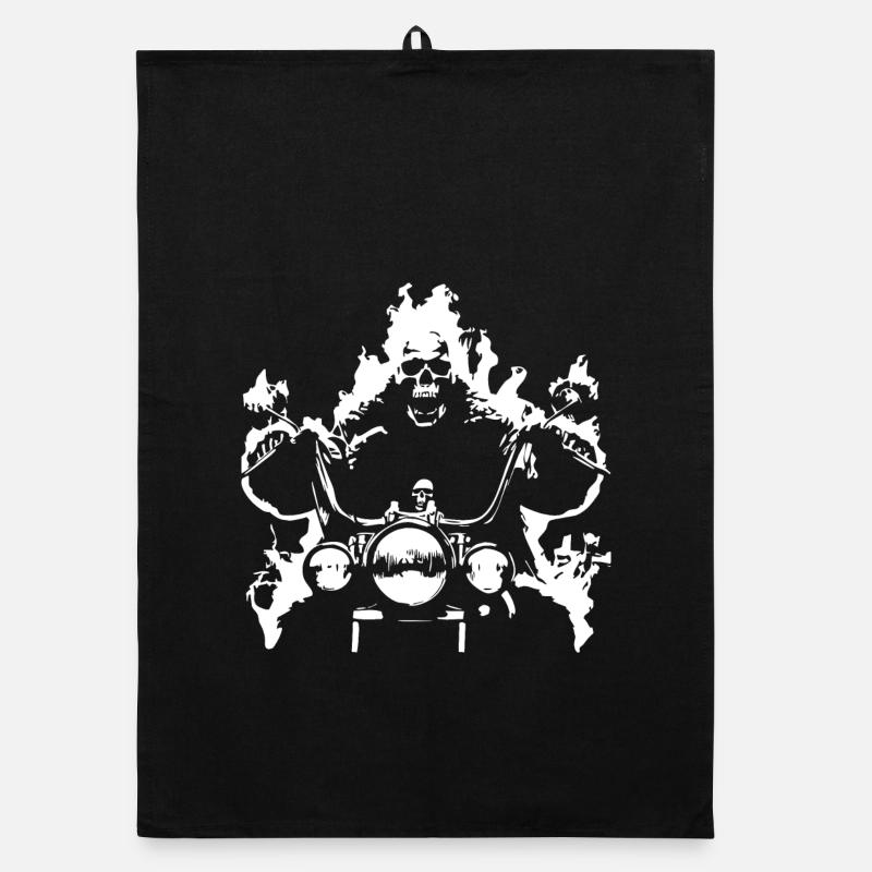Skull Biker Flame Moto Torchon bio