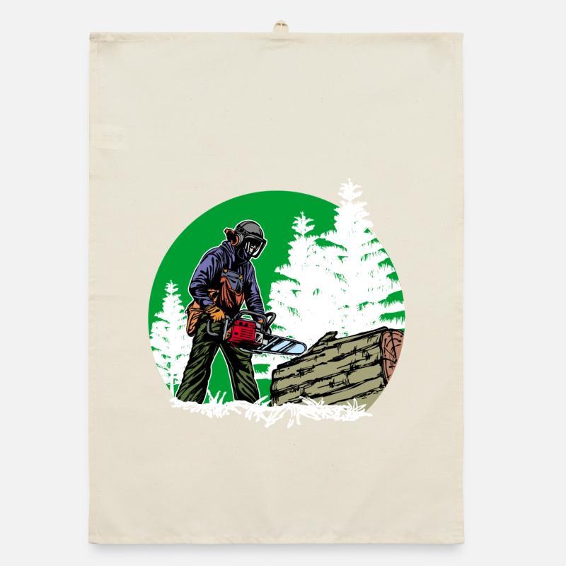 Tree Lumberjack Chainsaw Wood Woodwork Forest Organic dish towel