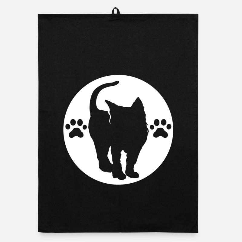 Katzen Logo Pfote Symbol Wappen Emblem Grafik icon Organic Geschirrtuch