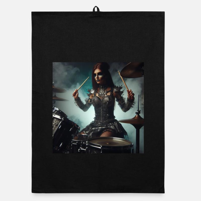 Female Drummer Organic dish towel