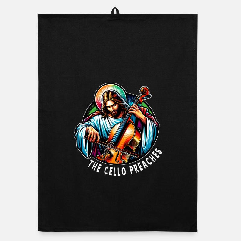 Le violoncelle prêche Jésus-Christ Torchon bio