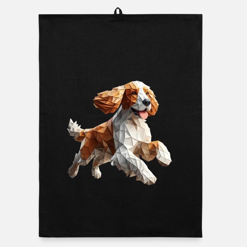 Cocker Spaniel Hund Laufen Origami 3D Geometrisch Organic Geschirrtuch