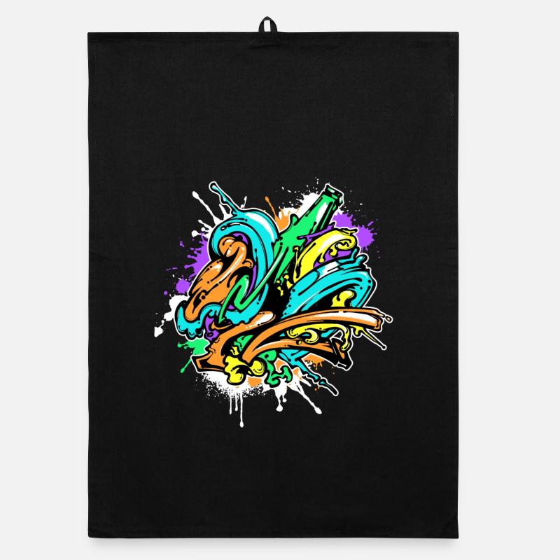 Kunst Graffiti Strassenkunst Wildstyle Sprayer - Organic Geschirrtuch - Schwarz