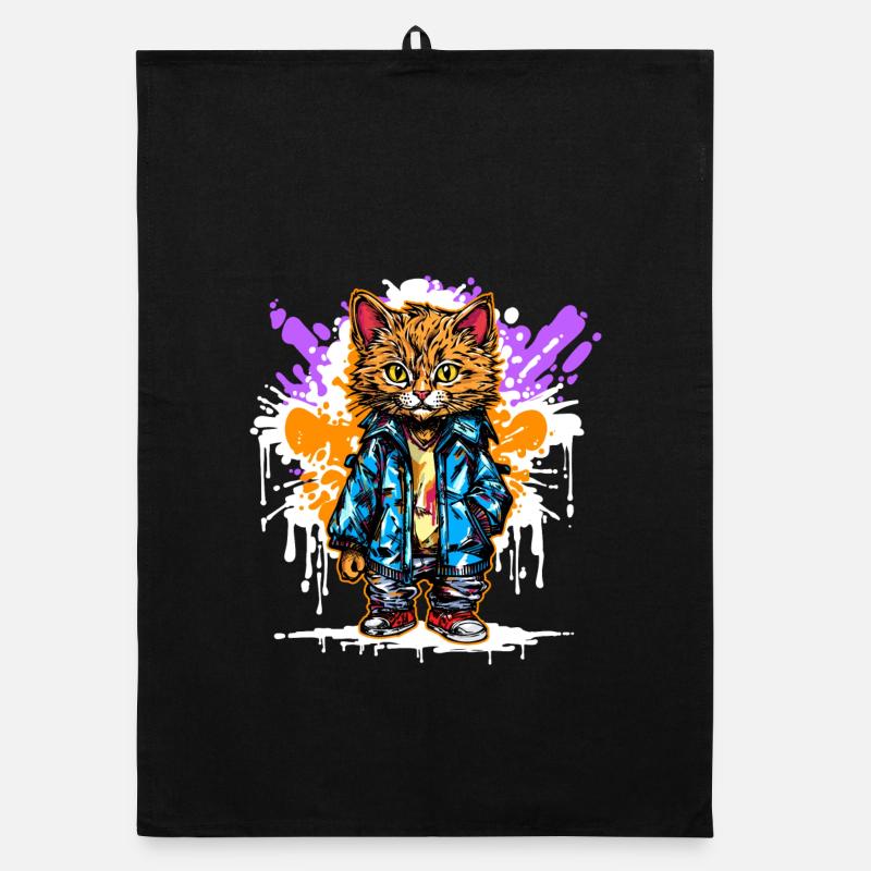 Drawing Illustration Cat Graffiti Art Sprayer Organic dish towel