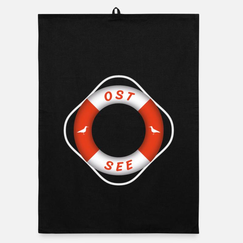 Ostsee Rettungsring Möwen Urlaub Organic Geschirrtuch