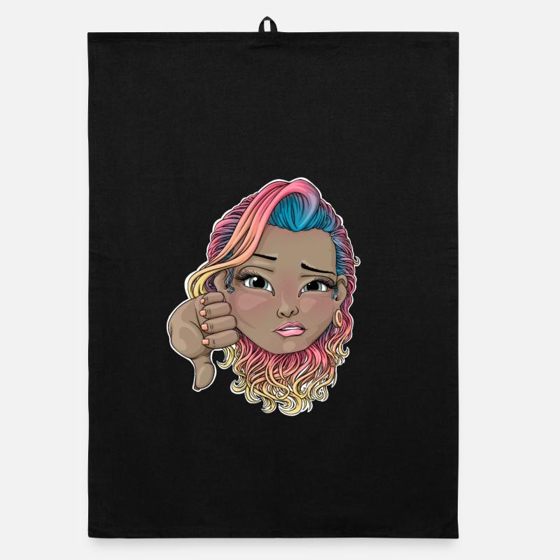 Cheveux multicolores avec geste de désapprobation Torchon bio