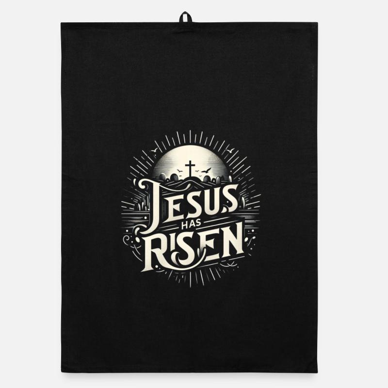 Jésus est ressuscité. - Torchon bio - noir