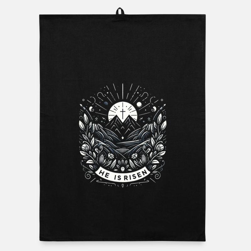 Style de ligne de paysage de Easter Mountain Torchon bio