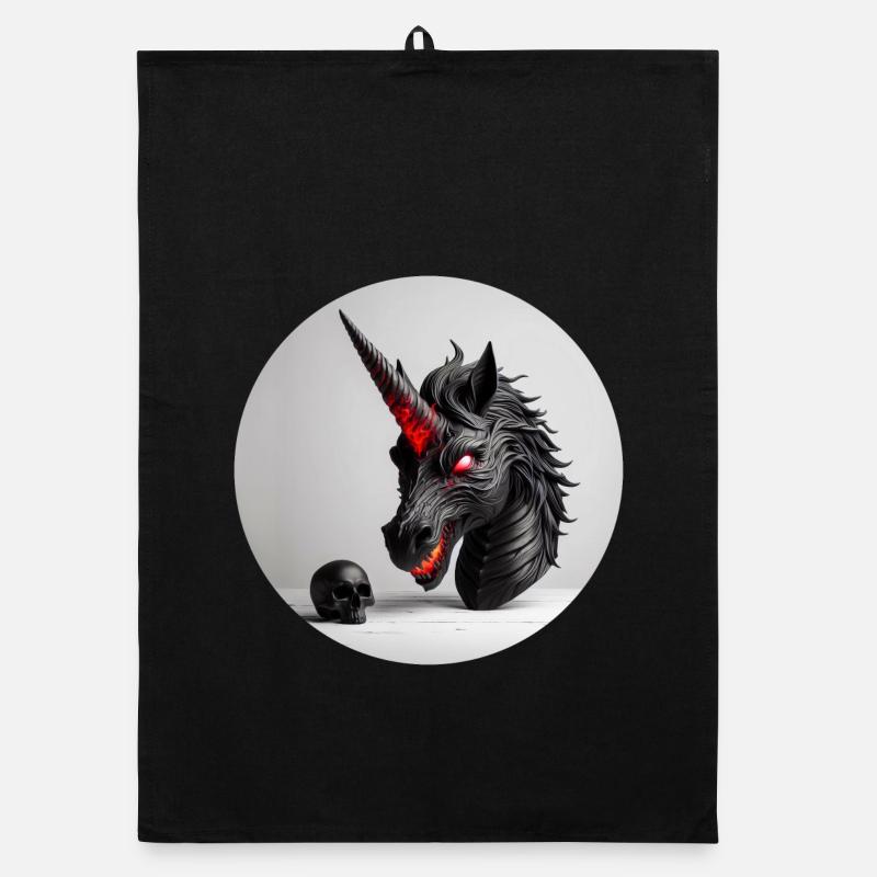 Conception de la tête de licorne démoniaque Torchon bio