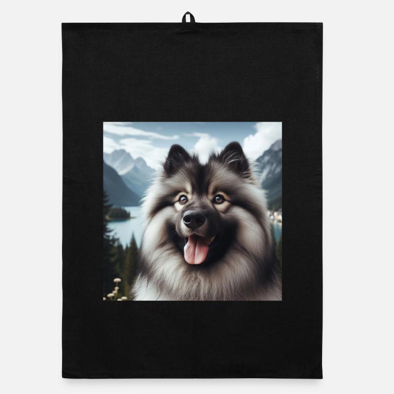 Fröhlicher Wolfspitz Organic Geschirrtuch