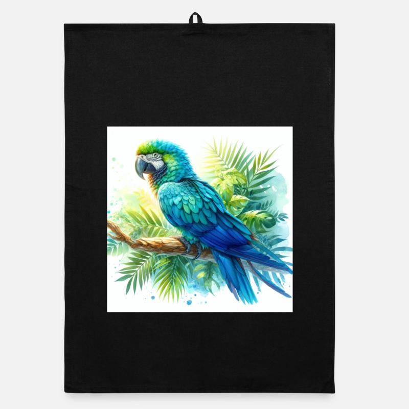 Aquarelle Ara bleu Torchon bio