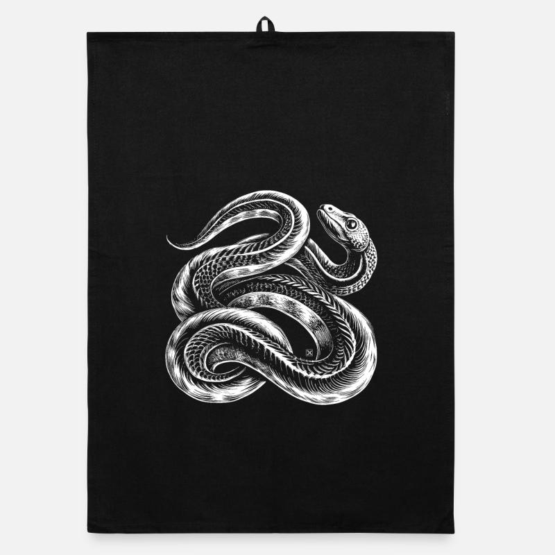 Serpent blanc entrelacé Torchon bio