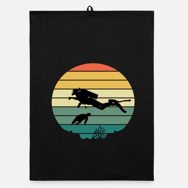 Diver and turtle Organic Geschirrtuch