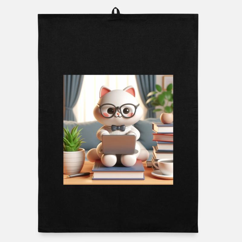 3D Computer Cat Organic dish towel