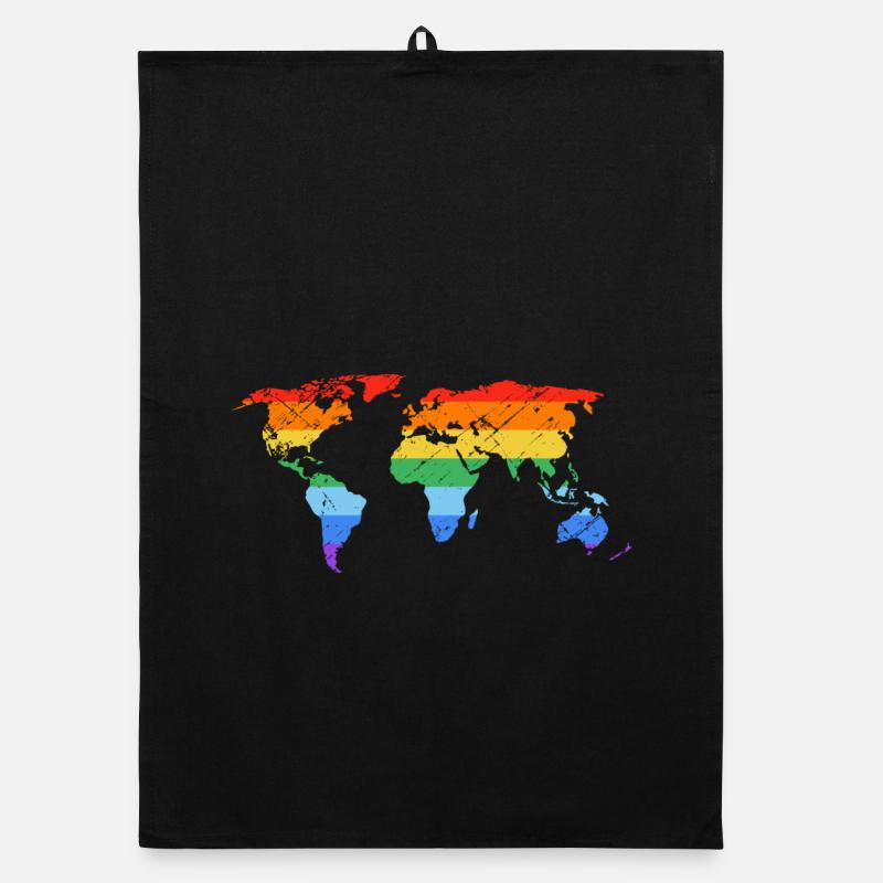 Rainbow World Map Pride Organic dish towel