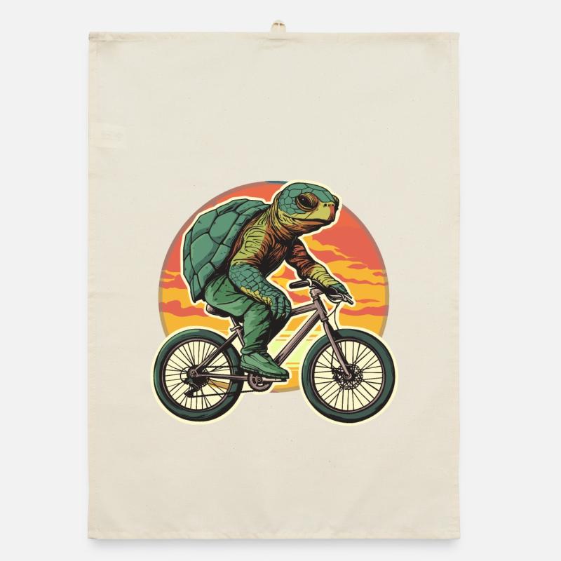 Turtle Bicycle Cyclist Tortoise Organic dish towel