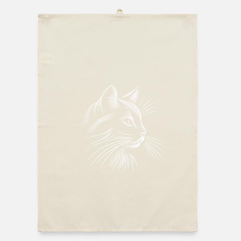 Cat Head, Minimalist White Strokes Organic dish towel