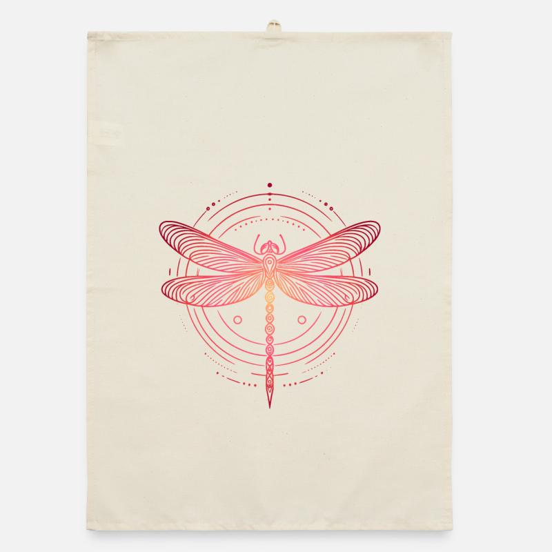 Dragonfly Spiral Patterns, Pink Gradient Organic dish towel