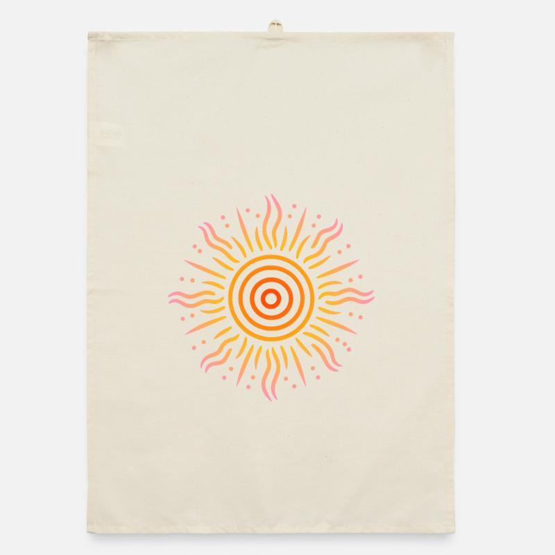 Sun Tribal Patterns Yellow Red Pink Organic dish towel