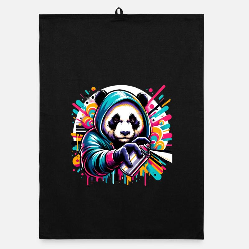 witziger Panda Bär mit Graffiti und Spraydose Organic Geschirrtuch
