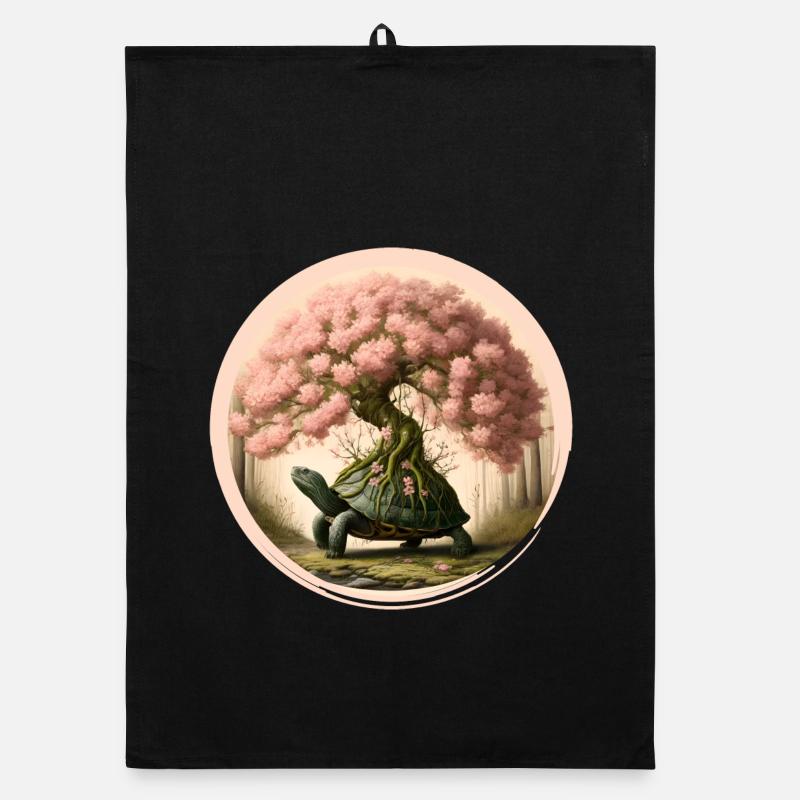 Schildkröte mit einem Bonsai auf dem Rückenpanzer Organic Geschirrtuch