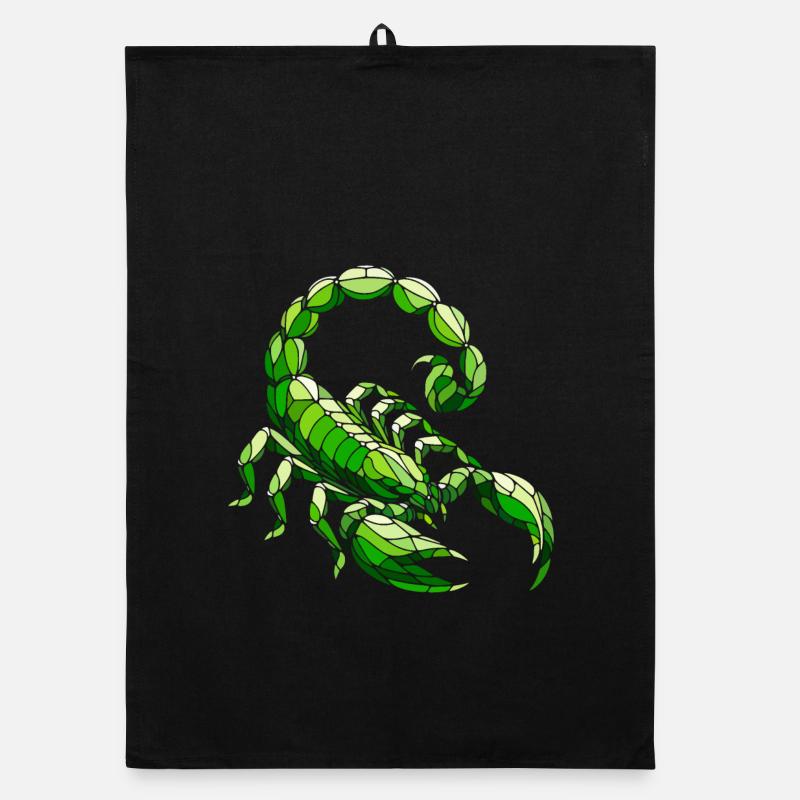 scorpion vert art géométrique polygonal Torchon bio