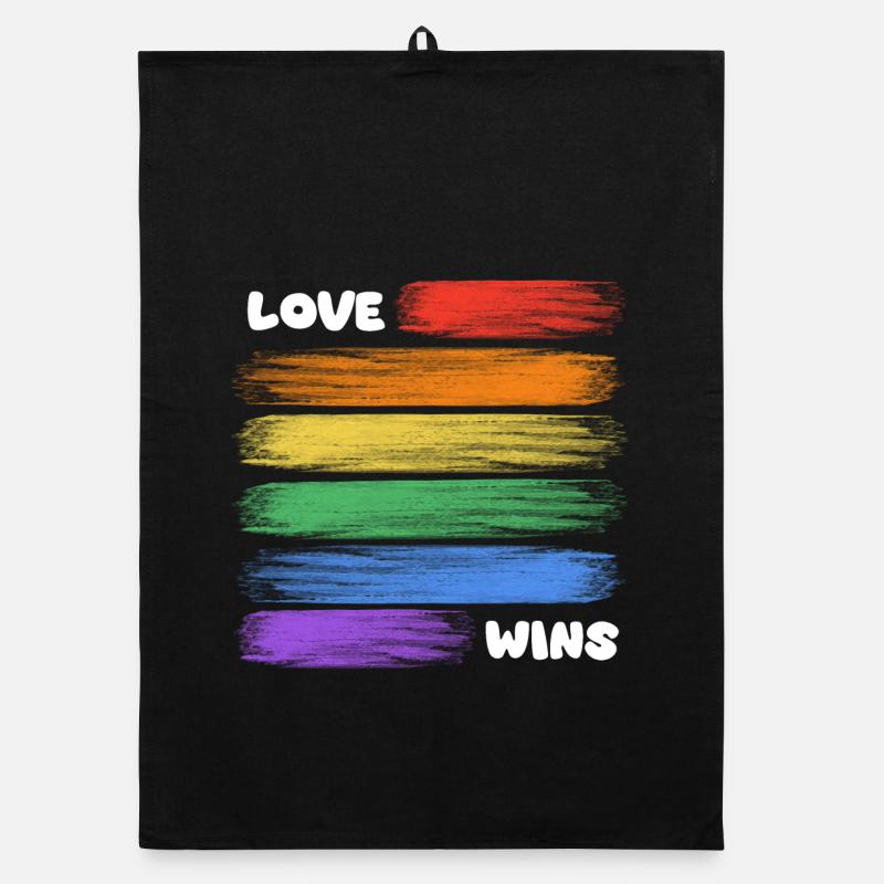 Love wins rainbow stripes Organic dish towel